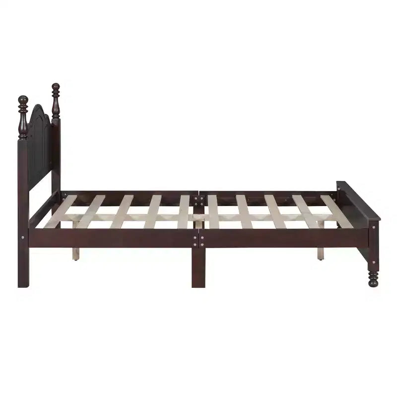 FAMYYT Full Size Wooden Platform Bed with Wooden Slat Support, Easy Assembly