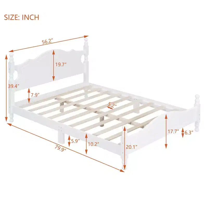 FAMYYT Full Size Wood Platform Bed With Wooden Slat Support, Easy Assembly