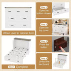 FAMYYT Lit Plateforme Pliable Grand Format Avec Station De Recharge, Tiroir De Rangement, Montage Facile