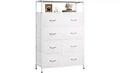 DEXYLLO Fabric Dresser for Bedroom with Open Shelves, Tall Dressers with 8 Drawers, Storage Tower with Fabric Bins, White