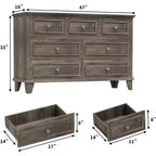 7 Drawer Dresser for Bedroom,Large Wooden Storage Chest of Drawers with Metal Handles,47 Wide Dresser TV Stand, Drawer Organizer for Living Room