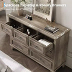 7 Drawer Dresser for Bedroom,Large Wooden Storage Chest of Drawers with Metal Handles,47 Wide Dresser TV Stand, Drawer Organizer for Living Room