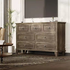 7 Drawer Dresser for Bedroom,Large Wooden Storage Chest of Drawers with Metal Handles,47 Wide Dresser TV Stand, Drawer Organizer for Living Room