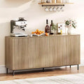 63 Modern Fluted Sideboard Buffet Cabinet, 4-Door Accent Table with Metal Legs & Adjustable Shelves, Dining Room