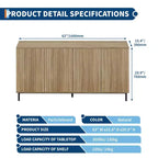 63 Modern Fluted Sideboard Buffet Cabinet, 4-Door Accent Table with Metal Legs & Adjustable Shelves, Dining Room