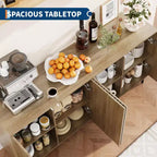 63 Modern Fluted Sideboard Buffet Cabinet, 4-Door Accent Table with Metal Legs & Adjustable Shelves, Dining Room