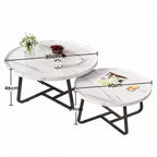 Ensemble de 2 tables basses gigognes modernes Tables rondes en bois cannelé Structure métallique robuste Montage facile Idéal pour le salon et la chambre à coucher