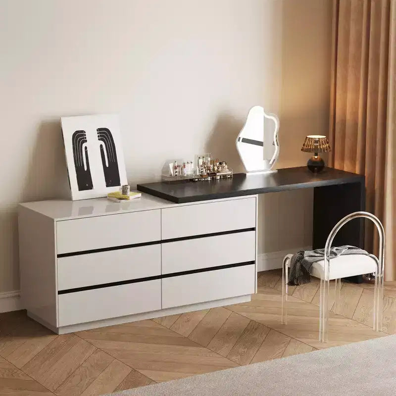 Luck Live Modern Extendable Dresser with 6-Drawer Storage, Reversible Left or Right Setup, Storage Dresser for Bedroom & Dressing Room