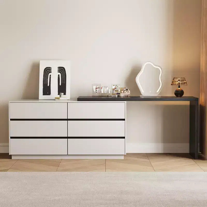 Luck Live Modern Extendable Dresser with 6-Drawer Storage, Reversible Left or Right Setup, Storage Dresser for Bedroom & Dressing Room