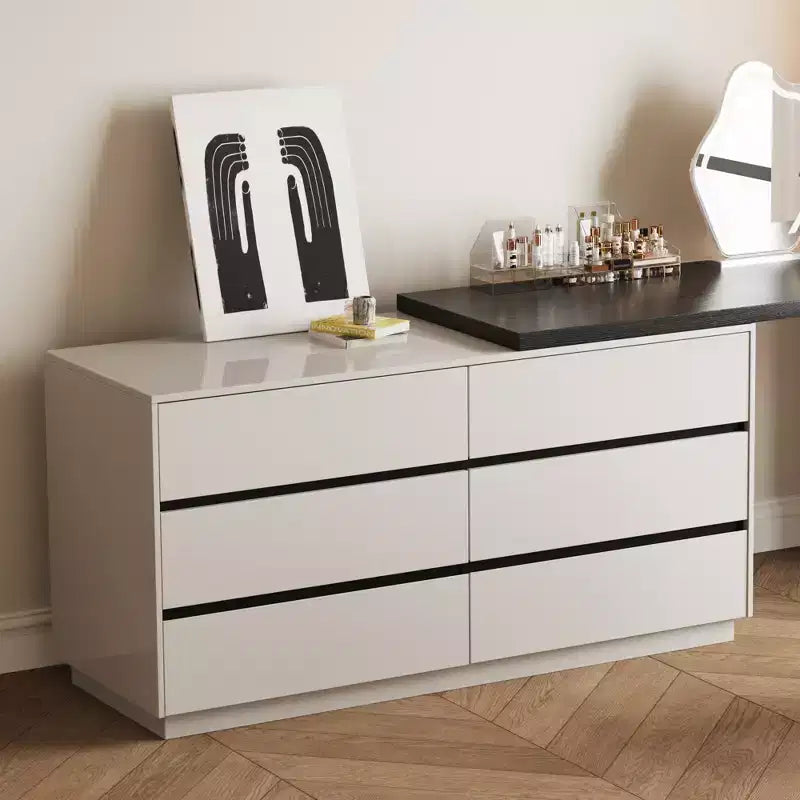 Luck Live Modern Extendable Dresser with 6-Drawer Storage, Reversible Left or Right Setup, Storage Dresser for Bedroom & Dressing Room