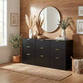 Whisen 9 Drawer Dresser, 63 Large Deep Wooden Chest of Drawers, Modern Storage Cabinet, Golden Handle, Sturdy Structure, Easy Assembly