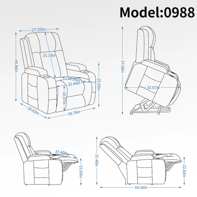 Heavy Duty Power Lift Recliner Chair for Elderly with Massage and Lumbar Heating