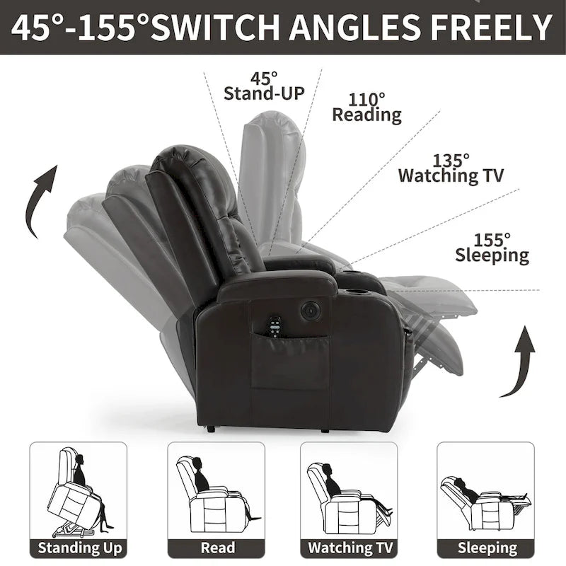 Heavy Duty Power Lift Recliner Chair for Elderly with Massage and Lumbar Heating