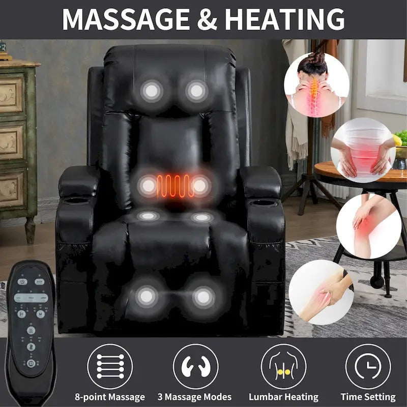 Heavy Duty Power Lift Recliner Chair for Elderly with Massage and Lumbar Heating