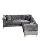 81.5 Chesterfield Chenille L-Shaped Corner Sectional Sofa with Tufted Backrest