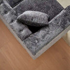 81.5 Chesterfield Chenille L-Shaped Corner Sectional Sofa with Tufted Backrest