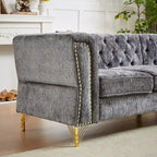81.5 Chesterfield Chenille L-Shaped Corner Sectional Sofa with Tufted Backrest