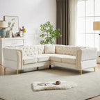 81.5 Chesterfield Chenille L-Shaped Corner Sectional Sofa with Tufted Backrest