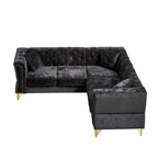 81.5 Chesterfield Chenille L-Shaped Corner Sectional Sofa with Tufted Backrest