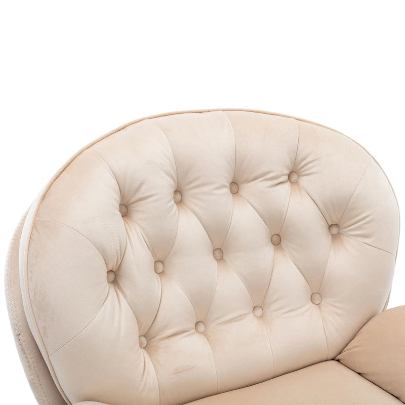 Fauteuil d'appoint pivotant beige moderne de 31,7 po avec pouf