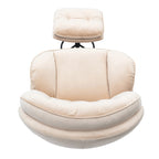 Fauteuil d'appoint pivotant beige moderne de 31,7 po avec pouf