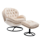 Fauteuil d'appoint pivotant beige moderne de 31,7 po avec pouf