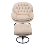 Fauteuil d'appoint pivotant beige moderne de 31,7 po avec pouf