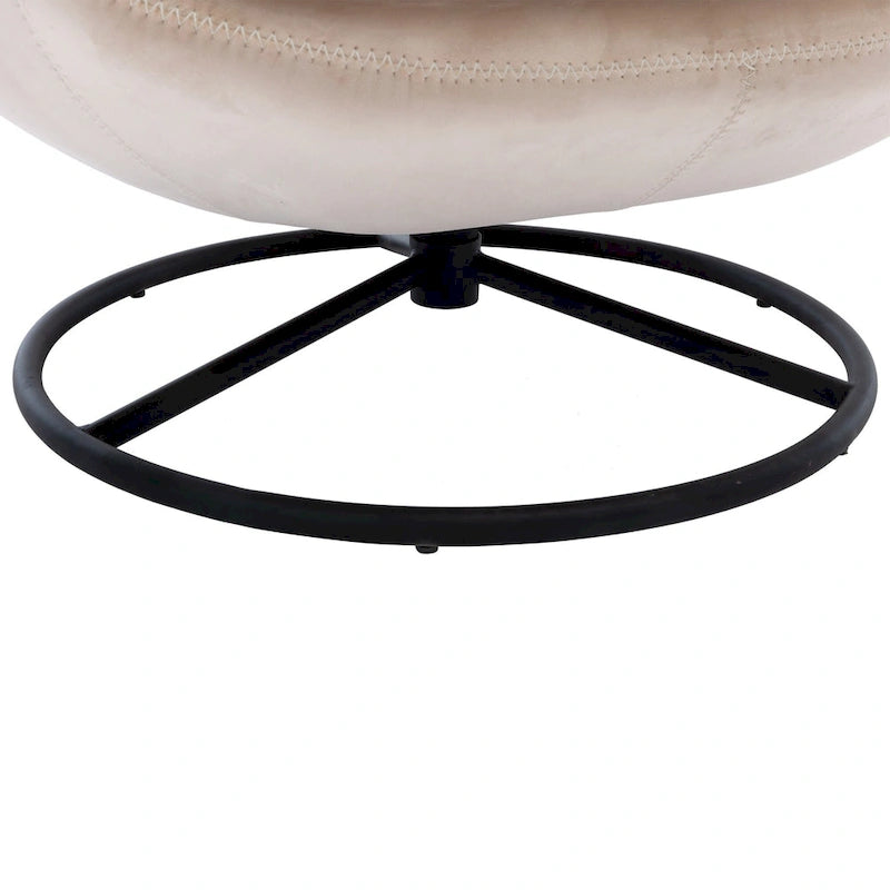 Fauteuil d'appoint pivotant beige moderne de 31,7 po avec pouf