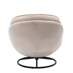 Fauteuil d'appoint pivotant beige moderne de 31,7 po avec pouf