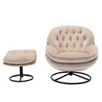 Fauteuil d'appoint pivotant beige moderne de 31,7 po avec pouf