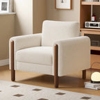 Fauteuil d'appoint rembourré blanc de 33,5 po avec pieds en noyer