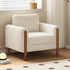 Fauteuil d'appoint rembourré blanc de 33,5 po avec pieds en noyer