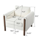 Fauteuil d'appoint rembourré blanc de 33,5 po avec pieds en noyer