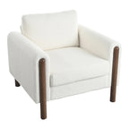 Fauteuil d'appoint rembourré blanc de 33,5 po avec pieds en noyer