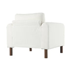 Fauteuil d'appoint rembourré blanc de 33,5 po avec pieds en noyer