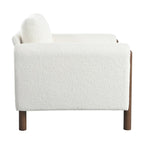 Fauteuil d'appoint rembourré blanc de 33,5 po avec pieds en noyer