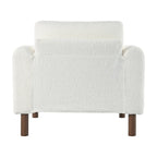 Fauteuil d'appoint rembourré blanc de 33,5 po avec pieds en noyer