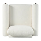 Fauteuil d'appoint rembourré blanc de 33,5 po avec pieds en noyer
