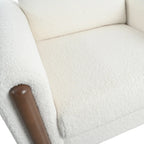 Fauteuil d'appoint rembourré blanc de 33,5 po avec pieds en noyer