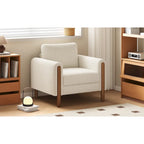 Fauteuil d'appoint rembourré blanc de 33,5 po avec pieds en noyer