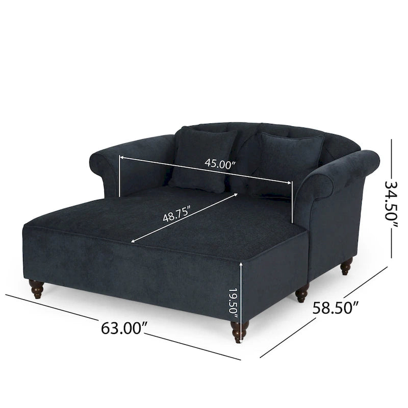 66 Upholstered Loveseat Chaise Lounge Chair with Birch Legs