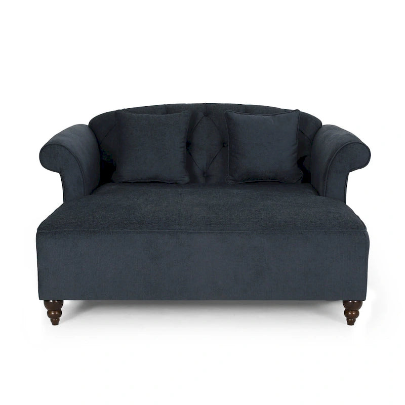 66 Upholstered Loveseat Chaise Lounge Chair with Birch Legs