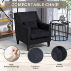 Black Modern 26.8 Arm Chair with Rubber Wood Legs