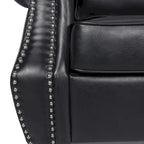 80 Modern Faux Leather 3-Seater Sofa with Birch Legs and Nailheads