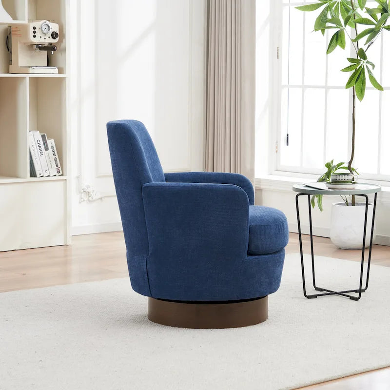 29.3 Upholstered Swivel Barrel Chair with Stainless Steel Base