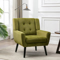 Fauteuil d'appoint capitonné en velours vert 29,53 avec pieds en bois massif noir