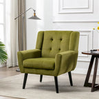 Fauteuil d'appoint capitonné en velours vert 29,53 avec pieds en bois massif noir