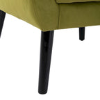 Fauteuil d'appoint capitonné en velours vert 29,53 avec pieds en bois massif noir