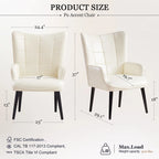 Fauteuil d'appoint moderne crème en similicuir de 24,4 po