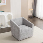 31 Chenille Upholstered Barrel Arm Chair with Swivel Base